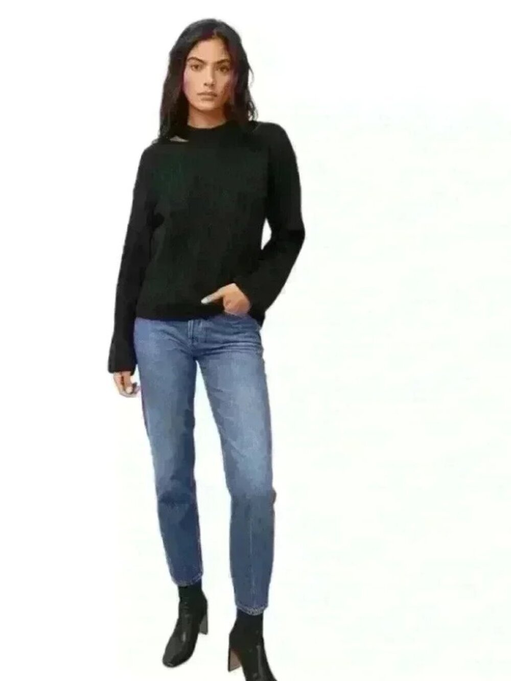 RAILS Alexi Crew Cut Out Shoulder Large Black